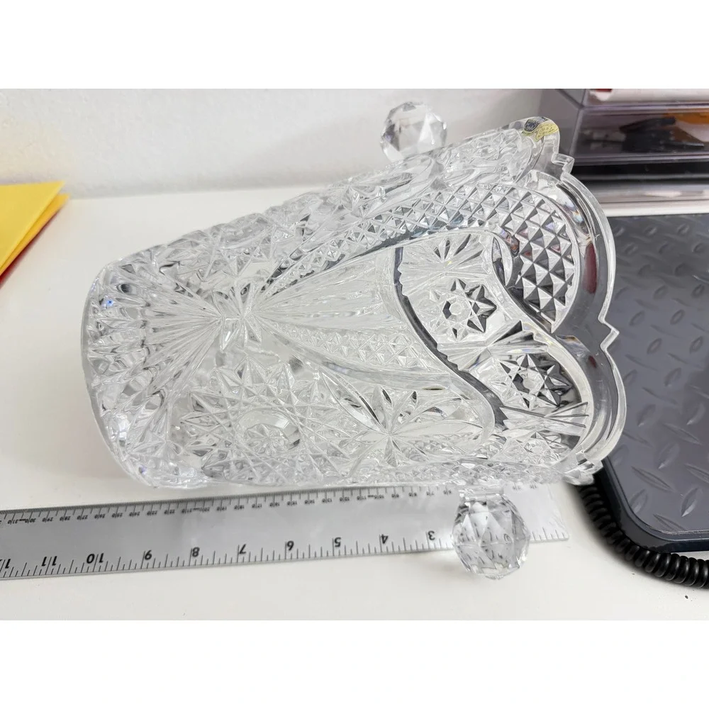 Vintage Pinwheel Cut Lead Crystal Ice Bucket Champagne Chiller Large Vase 9.5in